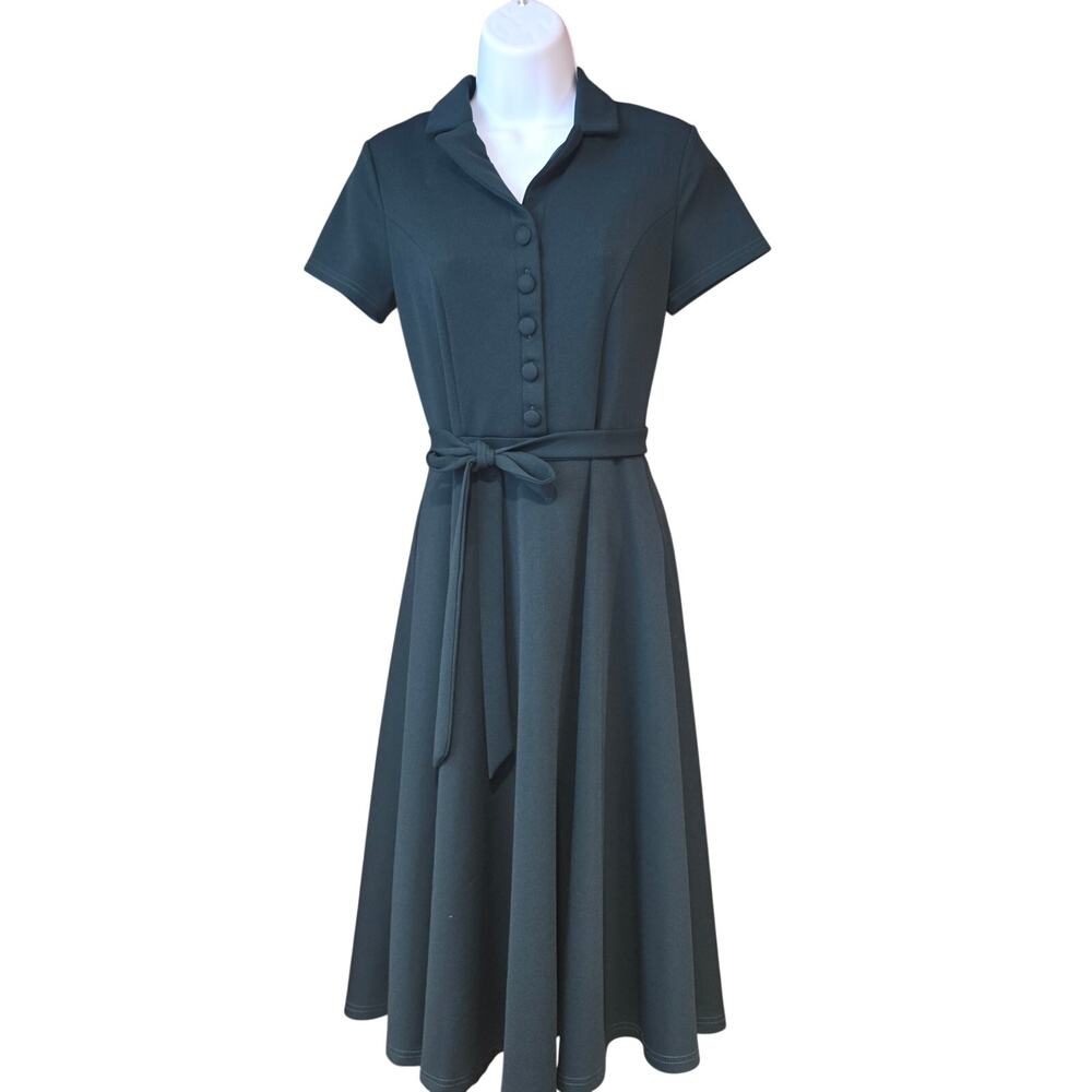 Wedtrend green 1950s style fit and flare midi dress sz S‎
